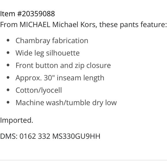 MICHAEL Michael Kors Chambray Wide Leg Pants new size 2 Flowy for Summer - Picture 2 of 16